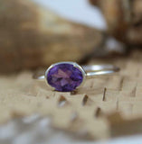 1.5ct Engagement Ring Oval Cut Purple Amethyst Solitaire 14k White Gold Finish
