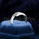 0.5ct Round Cut Moissanite Open Cuff Bypass Wedding Band 14k White Gold Plated