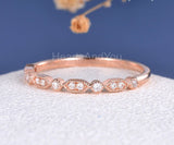 0.5ct Round Cut Moissanite Half Eternity Milgrain Wed Band 14k Rose Gold Plated