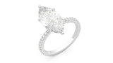Hidden Halo Engagement Ring 1.5ct Marquise Cut Diamond 14k White Gold Finish