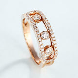 Bezel Set Open Trilogy Engagement Ring 2ct Round Cut Diamond 14k RoseGold Finish