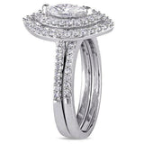 5.5ct Marquise Cut Diamond Bridal Set Dual Halo Ring Band 14K White Gold Finish