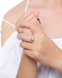 1ct Oval Cut Simulated Morganite Solitaire with Accent Ring 14k Rose Gold Plated