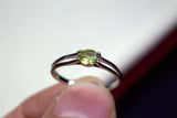 0.4ct Engagement Ring Oval Cut Green Peridot Split Shank 14k White Gold Finish