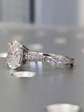 2.2ct Oval Simulated Diamond Solitaire with Accents Ring 14k White Gold Plated