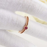 0.3ct Round Cut Pink Ruby Wedding Band Split Open Solitaire 14k Rose Gold Finish