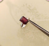 1.5ct Engagement Ring Emerald Cut Pink Ruby Solitaire 14k White Gold Finish