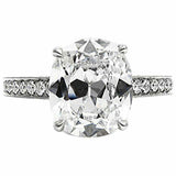 3.5ct Elongated Cushion Cut Diamond Accent Solitaire Ring 18K White Gold Finish