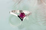 0.5ct Round Cut Pink Ruby Engagement Ring Solitaire Curved 14k White Gold Finish
