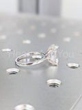 0.35ct Emerald Simulated Diamond Solitaire Engagement Ring 14k White Gold Plated