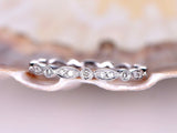 Milgrain Eternity Wedding Ring Band 1ct Round Cut Diamond 14k White Gold Finish