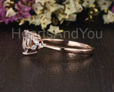 1ct Pear Cut Simulated Morganite Minimalist Engagement Ring 14k Rose Gold Plated