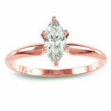 1ct Marquise Cut DVVS1 Diamond Solitaire Engagement Ring 14K Rose Gold Finish