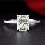 2.3ct Engagement Ring Radiant Diamond Solitaire with Accent 14k White Gold Over
