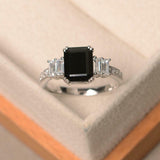 2ct Engagement Ring Emerald Cut Diamond Solitaire with Accent 14k WhiteGold Over