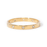 0.3ct Round Cut Moissanite Dainty Flush Set Wedding Band 14K Yellow Gold Plated