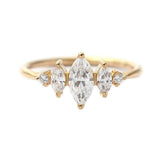 1.2ct Marquise Cut Diamond Engagement Ring 14k Yellow Gold Finish Five Stone