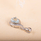 1ct Pear Simulated Blue Aquamarine Anniversary Pendant 14k White Gold Plated