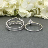 2ct Round Cut Diamond Solitaire Engagement Ring Ring Guard 14k White Gold Finish