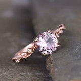 1ct Engagement Ring Round Cut Diamond Solitaire with Accents 14k RoseGold Finish