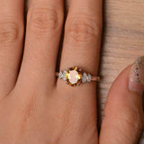 2.3ct Engagement Ring Oval Yellow Citrine Stylish Art Deco 14k White Gold Finish