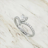 1.7ct Heart Cut Diamond Engagement Ring Accents Solitaire 14k White Gold Finish