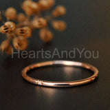 0.05ct Round Cut Moissanite Minimalist Dainty Wedding Band 14K Rose Gold Plated