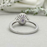 2.3ct Oval Cut Amethyst Diamond Accent Halo Engagement Ring 14k WhiteGold Finish