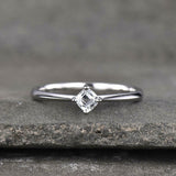 0.4ct Engagement Ring Cushion Cut Diamond Solitaire Design 14k White Gold Finish
