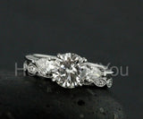 2.1ct Round Cut Moissanite Trilogy Ring Half Eternity Band 14k White Gold Plated
