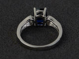 2.2ct Cushion Cut Sapphire Diamond Accent Solitaire Ring 14k White Gold Finish