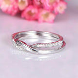 1ct Round Cut Diamond Engagement Ring Twist Unique Design 14k White Gold Finish