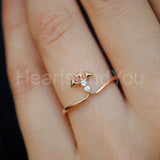 0.4ct Round Cut Moissanite Unique Geometric Engagement Ring 14K Rose Gold Plated