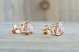 0.5ct Round Cut Peach Morganite Solitaire Stud Earrings 14k Rose Gold Finish