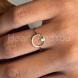 0.1ct Round Cut Moissanite Open Circle Solitaire Ring 14k Yellow Gold Plated