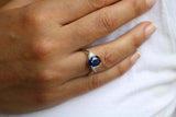 2ct Oval Cut Blue Sapphire Engagement Ring Solitaire Trilogy 14k White Gold Over