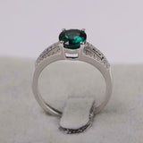 2.4ct Engagement Ring Oval Cut Green Emerald Split Shank 14k White Gold Finish