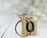 3Ct Round Cut Peach Morganite Diamond Floral Engagement Ring 14K Rose Gold Over
