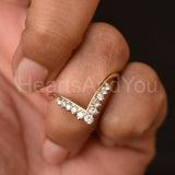 0.3ct Round Cut Moissanite Curved Chevron Crown Ring 14K Yellow Gold Plated