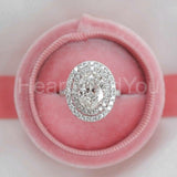 2.3ct Oval Cut Simulated Diamond Dual Halo Engagement Ring 14k White Gold Plated