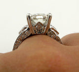 4.5ct Oval Cut Diamond Vintage Engagement Ring 14K White Gold Over Round Accents