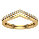0.2ct Round Moissanite Curved Split Shank Wedding Band 14k Yellow Gold Plated