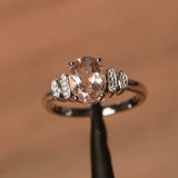 2.3ct Engagement Ring Oval Cut Morganite Stylish Art Deco 14k White Gold Finish
