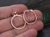 2.2ct Round Cut Moissanite Halo Ring Crown Band Bridal Set 14k Rose Gold Plated