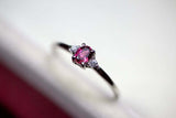 0.3ct Engagement Ring Oval Cut Pink Ruby Trilogy Minimalist 14k White Gold Over