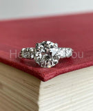 2.35ct Round Cut Moissanite Solitaire with Accents Ring 14k Yellow Gold Plated