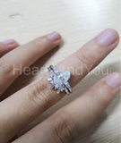 2.3ct Pear Cut Simulated Diamond Bridal Set Curved Band 14k White Gold Plated
