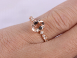 2ct Oval Cut Morganite Milgrain Solitaire with Accents Ring 14k Rose Gold Finish
