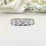 2.5ct Round Cut Diamond 5 Stone Wedding Anniversary Band 14k White Gold Finish