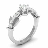 1.3ct Round Cut VVS1 Diamond Bat Design Engagement Ring 14k White Gold Finish